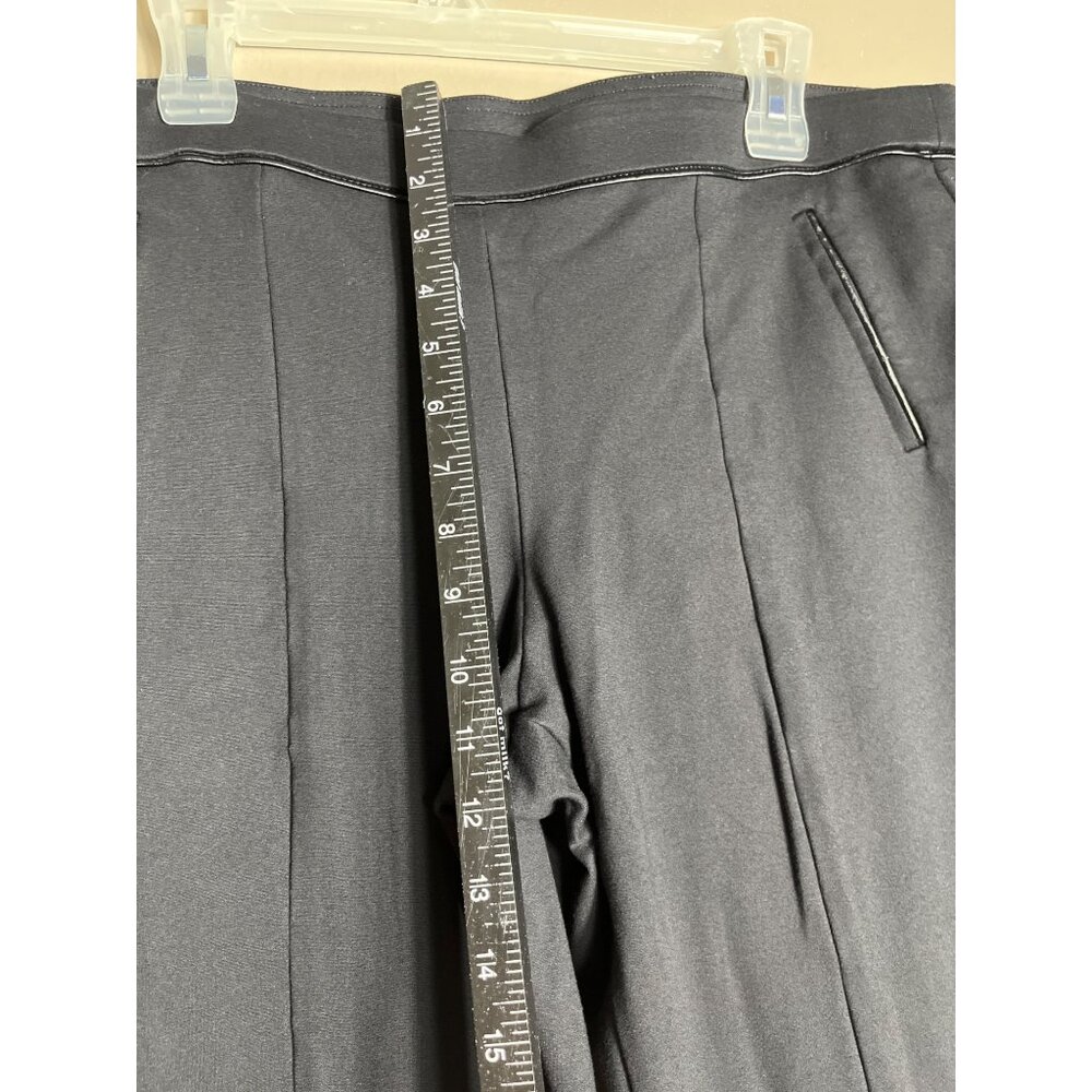 Anne Klein Pants Black Jersey Knit Pull On Faux Leather Trim Women L - Picture 6 of 8